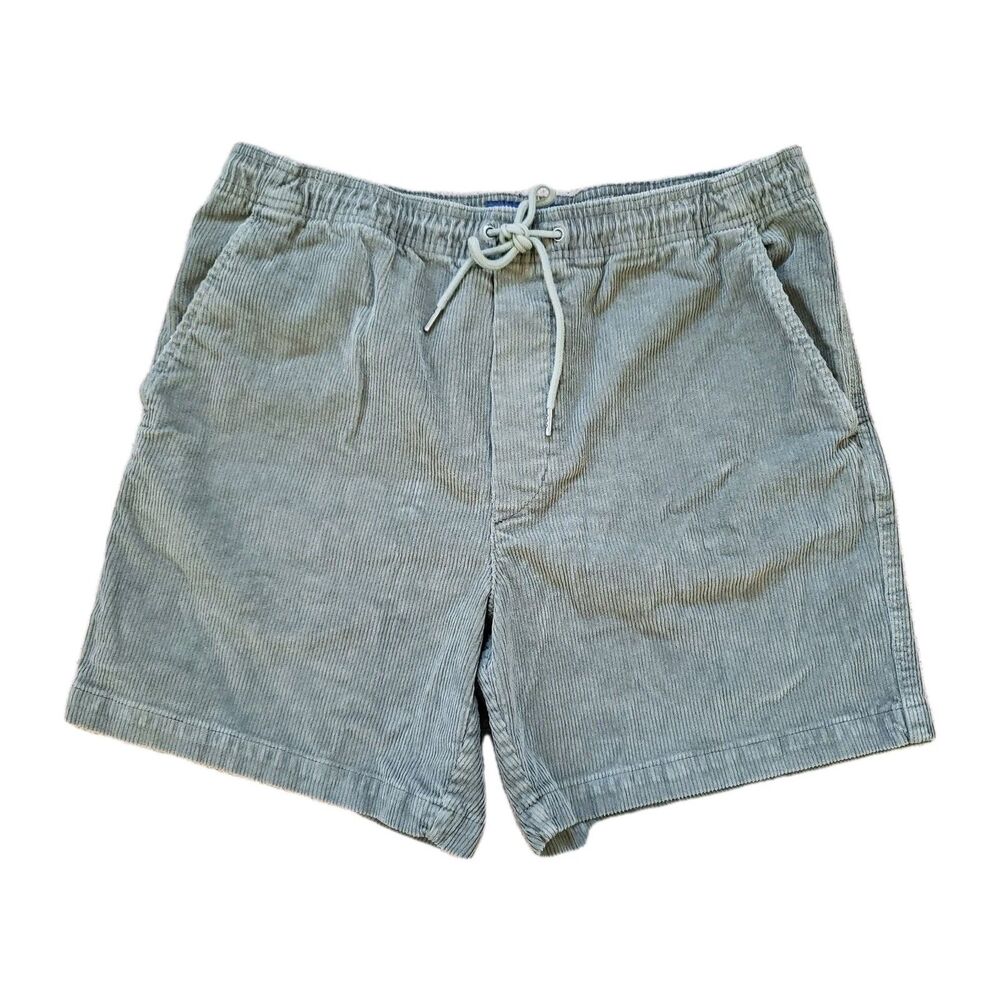 American Eagle Sz Large Mens 6" Green Corduroy Drawstring Shorts Flex Military